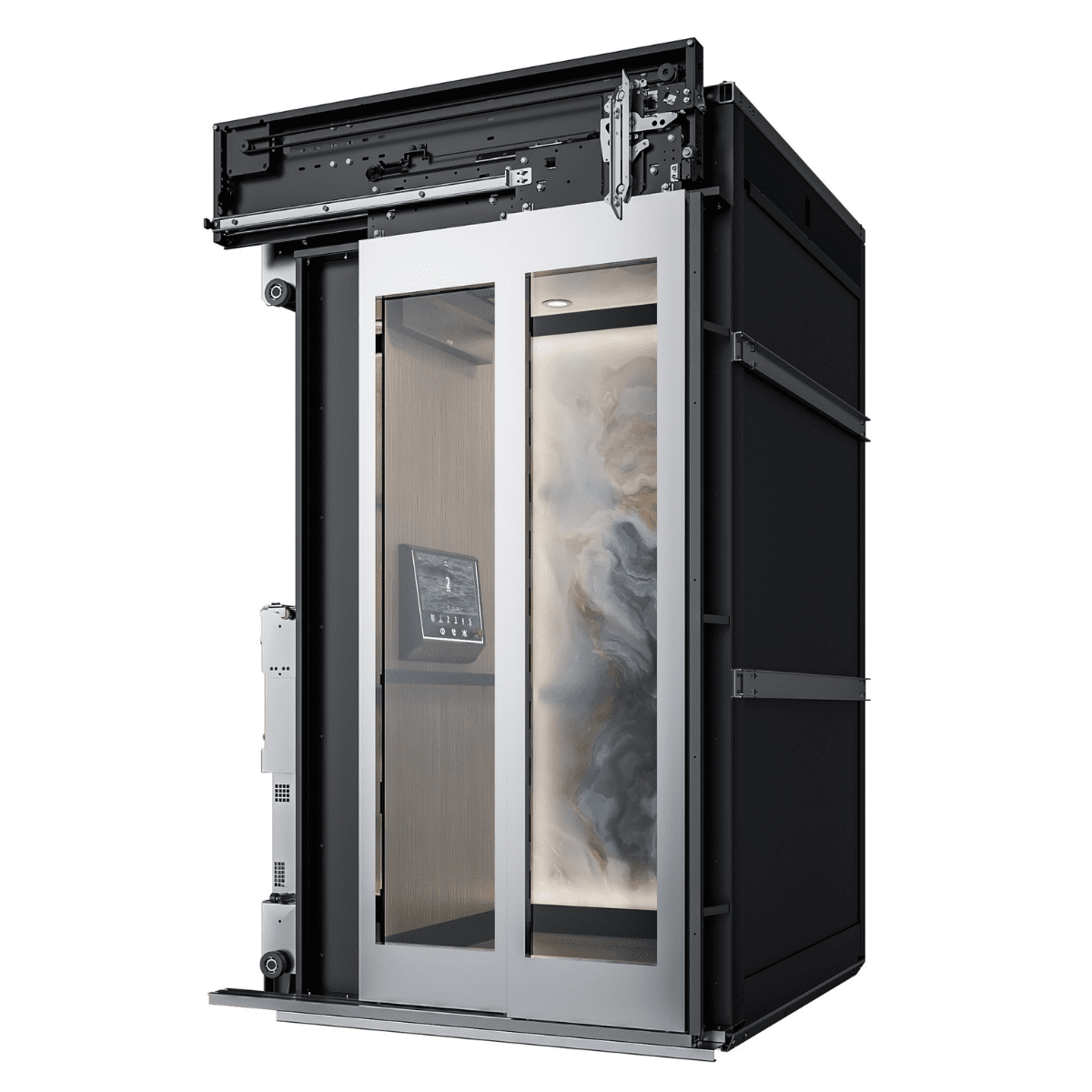 ANTERA Z70S ลิฟต์บ้านพร้อมประตูสไลด์ Panoramic ผนังสวย
